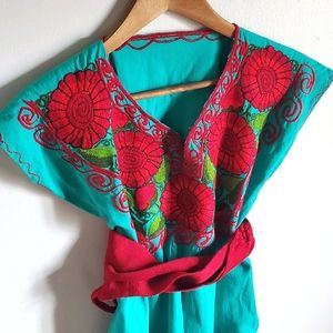 Hand-made Mexican Boho Embroidered Top